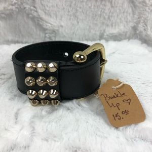 Buckle Up Boutique Leather Belt Spike Bracelet